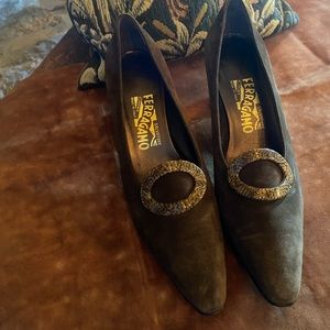 Ferragamo suede heels size 9